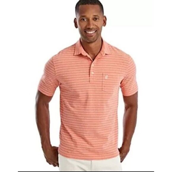 johnnie-O The Original Polo Mens XL Neese Stripe Carnival Peach Casual Preppy - Picture 1 of 14